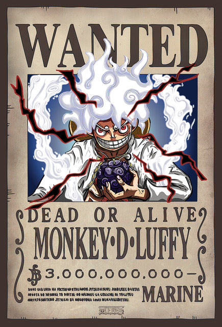 one piece wanted poster luffy gear 5 One Piece