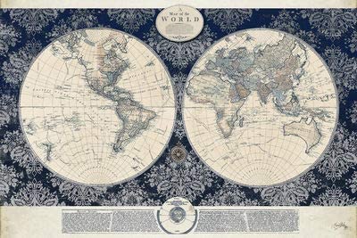 Blue Map of the World Poster (24 x 36 inches) – Imaginus Posters