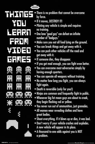 Thing You Learn From Video Games - Gaming Humour Poster (23 x 34 inche ...