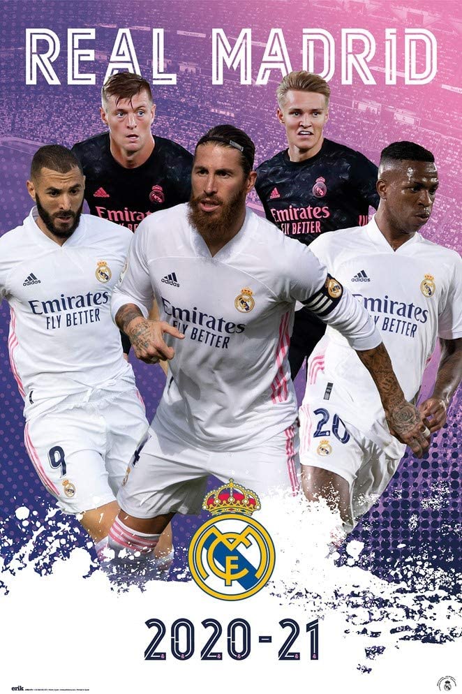 Real Madrid 2020-21 Lineup Soccer Poster (24 x 36 inches